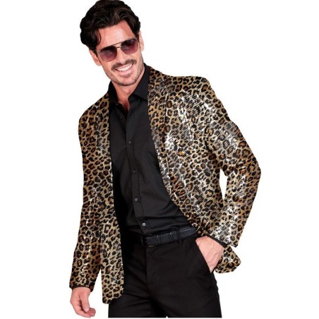 CHAQUETA DE LENTEJUELAS DE LEOPARDO HOMBRE
