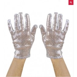 GUANTES CON LENTEJUELAS PLATA