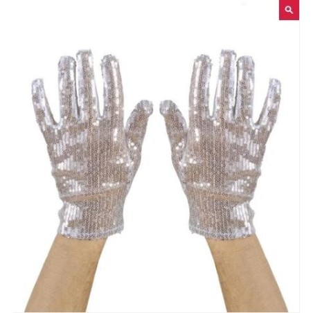 GUANTES CON LENTEJUELAS PLATA