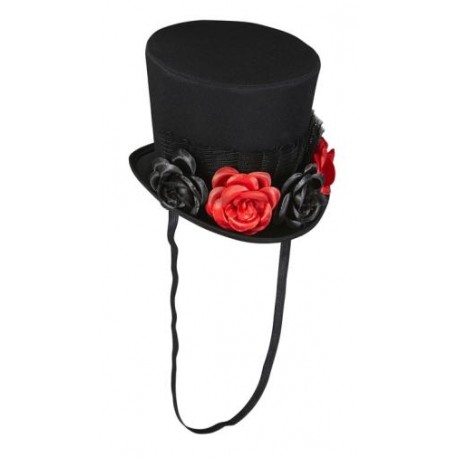 MINI SOMBRERO CON TUL Y 4 ROSAS