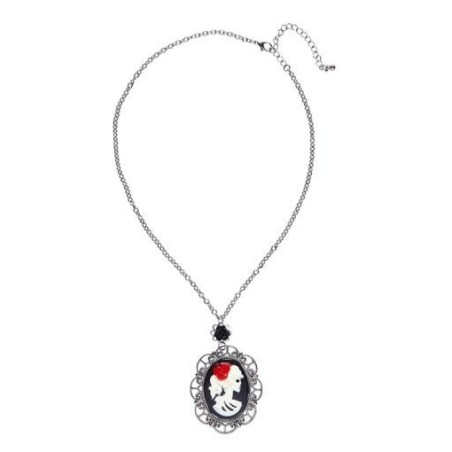 COLLAR CON ROSA NEGRA Y CAMEO