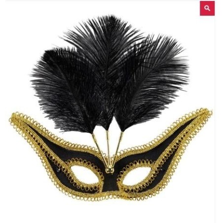 ANTIFAZ NEGRO CON PLUMAS
