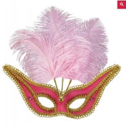 ANTIFAZ VENECIANO CON PLUMAS ROSA