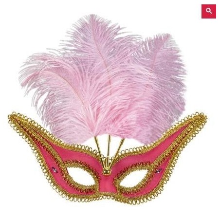 ANTIFAZ VENECIANO CON PLUMAS ROSA