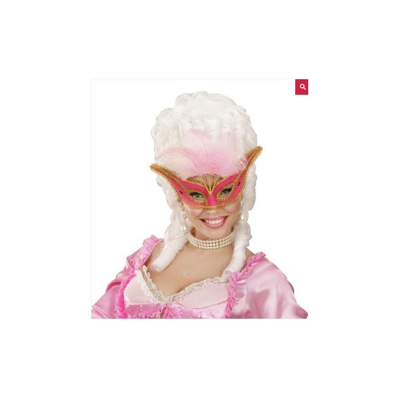 ANTIFAZ VENECIANO CON PLUMAS ROSA