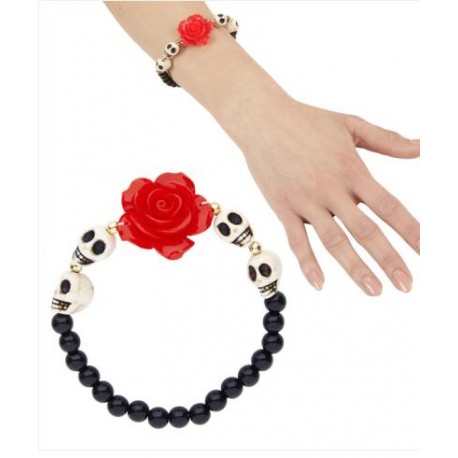 PULSERA CALAVERAS ROJA