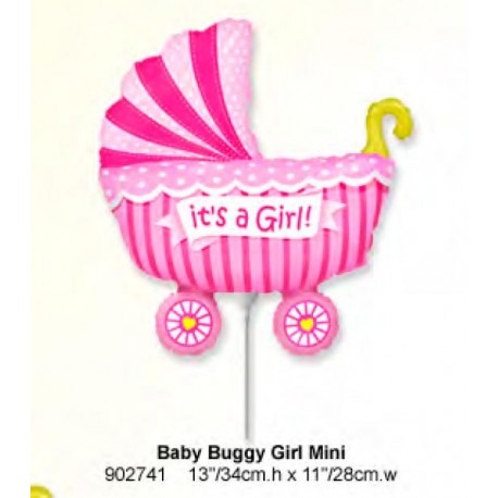 GLOBOS FOIL COCHECITO NIÑA MINI CON PALO