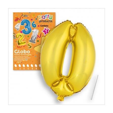 GLOBOS NÚMEROS POLIAMIDA ORO 40 CM