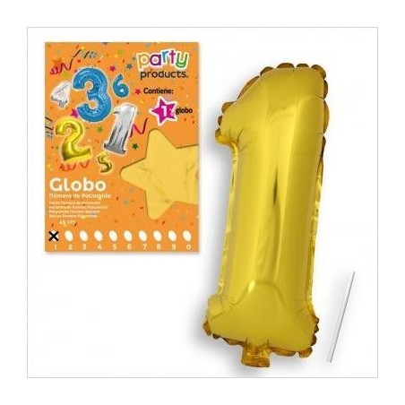GLOBOS NÚMEROS POLIAMIDA ORO 40 CM