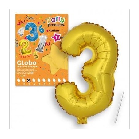 GLOBOS NÚMEROS POLIAMIDA ORO 40 CM
