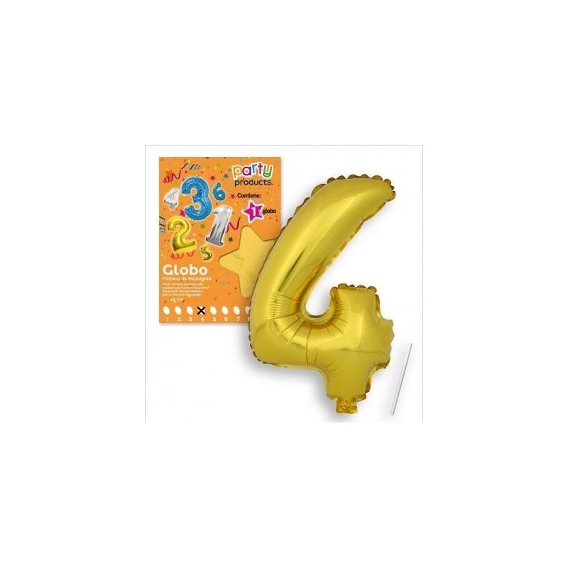 GLOBOS NÚMEROS POLIAMIDA ORO 40 CM