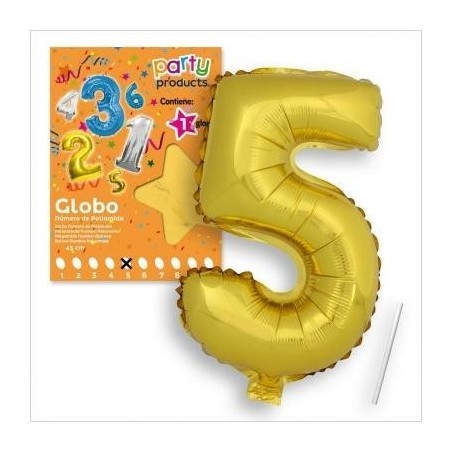 GLOBOS NÚMEROS POLIAMIDA ORO 40 CM
