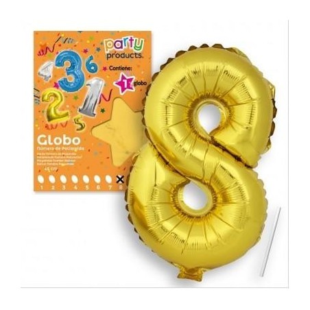 GLOBOS NÚMEROS POLIAMIDA ORO 40 CM