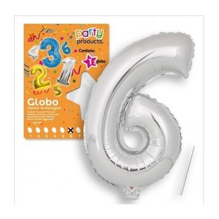 GLOBOS NÚMEROS POLIAMIDA PLATA 40 CM