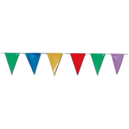 BANDERÍN PLÁSTICO TRIÁNGULO MULTICOLOR 50 MT