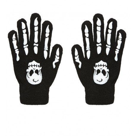 GUANTES DE HUESOS CON CALAVERA