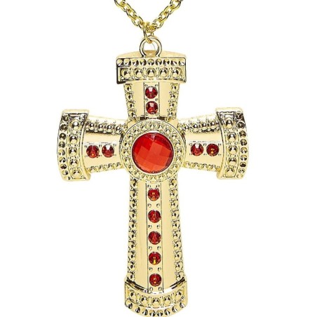COLLAR CRUZ ORO CON GEMA