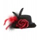 MINI SOMBRERO LUREX NEGRO CON ROSA