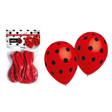 GLOBOS ROJOS LUNARES NEGROS LADYBUG