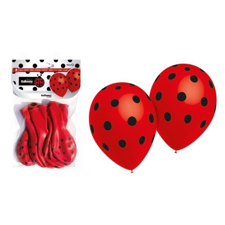 GLOBOS ROJOS LUNARES NEGROS  LADYBUG