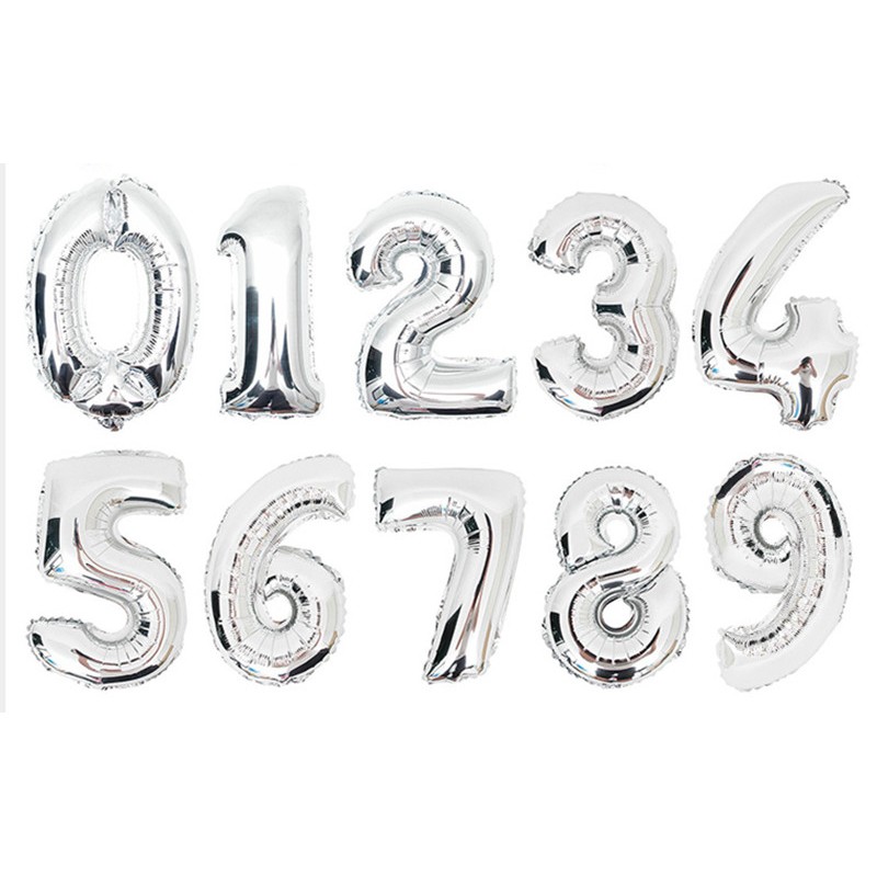 Globos Numeros Grandes 80cm PLATEADO