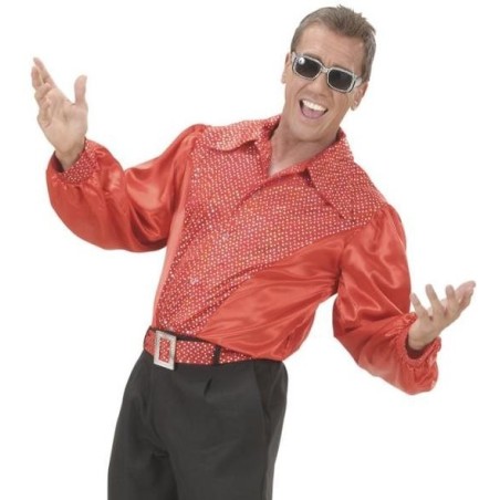 CAMISA DE RASO Y TERCIOPELO CON LENTEJUELAS