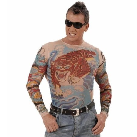 CAMISETA TATUAJES TIGRE Y DRAGON           