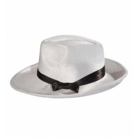 SOMBRERO GANGSTER BLANCO TERCIOPELO 