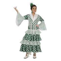 DISFRAZ DE FLAMENCA VERDE LUNAR BLANCO NIÑA