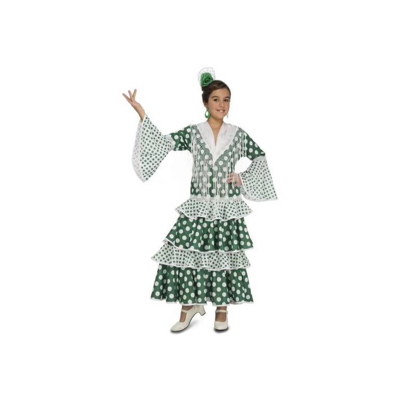 Comprar Falda Sevillana con Lunares verde - Disfraces de Sevillana