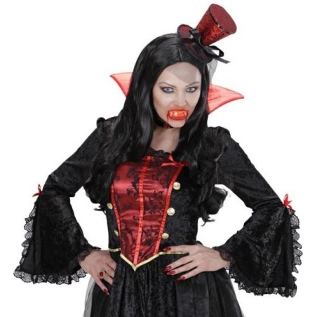 DIENTES VAMPIRO CON LUZ LED ROJA