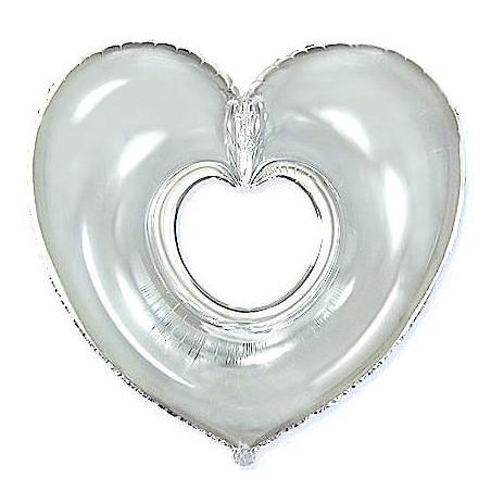 GLOBOS FOIL CORAZÓN GRANDE PLATA O ROJO