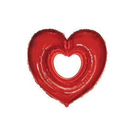 GLOBOS FOIL CORAZÓN GRANDE PLATA O ROJO