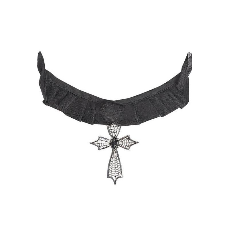 COLLAR CRUZ GÓTICA CON PIEDRA