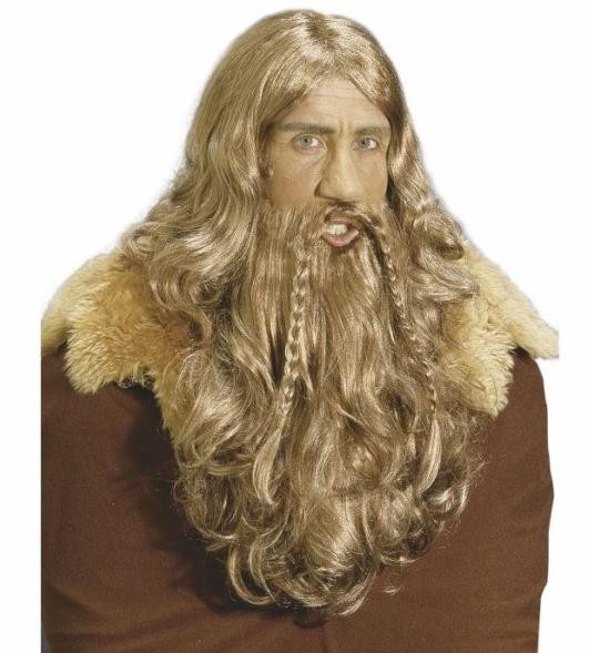 Peluca Y Barba con trenzas de Vikingo