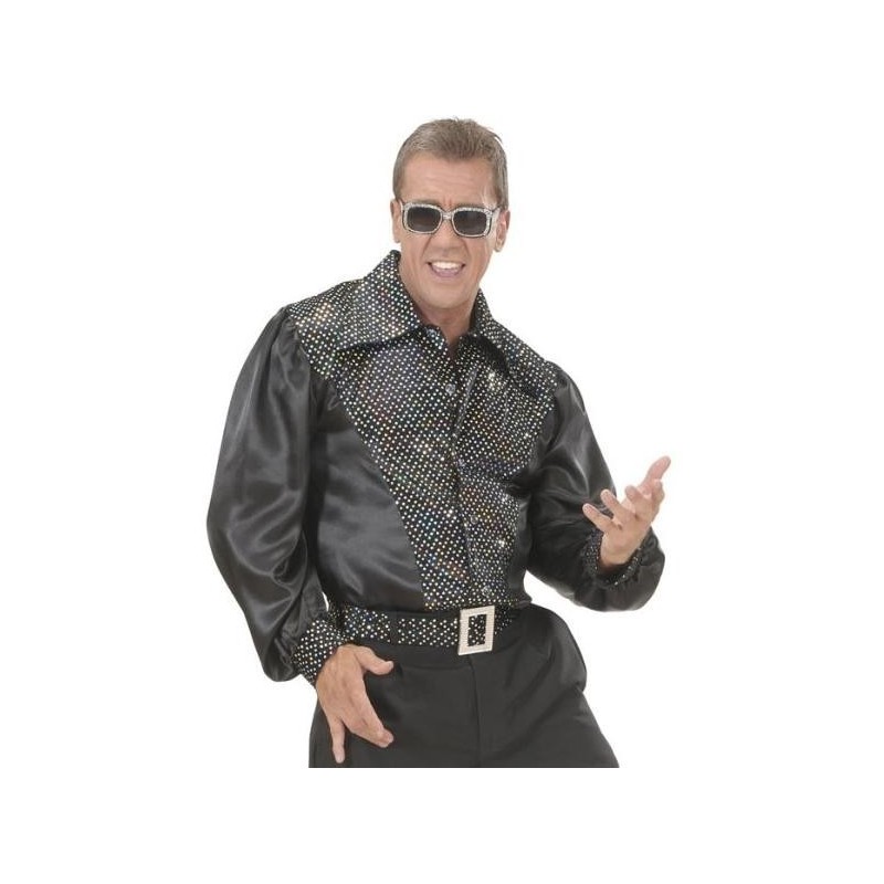 CAMISA DE RASO Y TERCIOPELO CON LENTEJUELAS