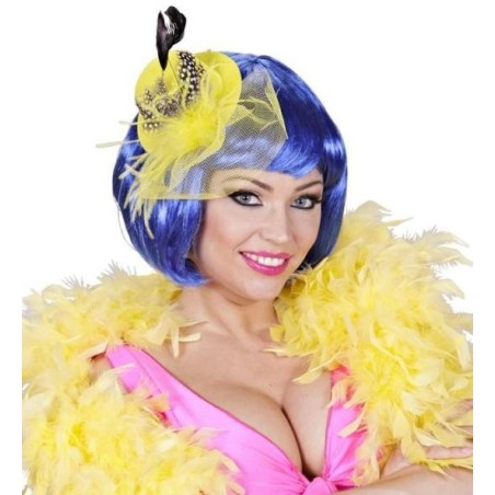 MINI SOMBRERO FLUORESCENTE CON PLUMAS           