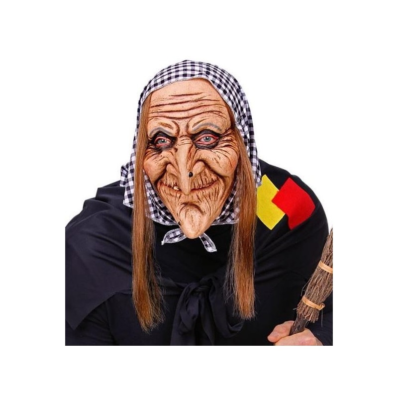 CARETA BRUJA CON PELO Y PAÑUELO