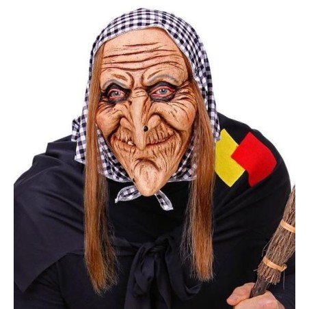 CARETA BRUJA CON PELO Y PAÑUELO