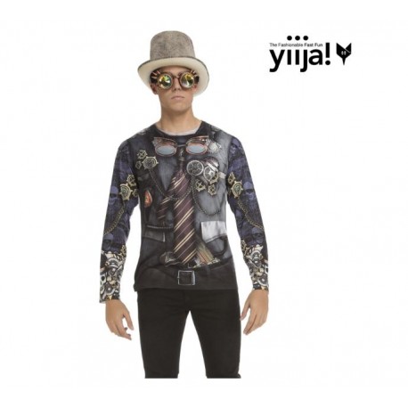CAMISETA STEAMPUNK MANGA LARGA ADULTO