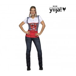 CAMISETA OKTOBERFEST ROJA MANGA CORTA MUJER