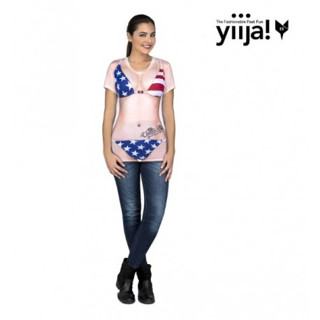 CAMISETA AMERICANA SEXY MANGA CORTA MUJER