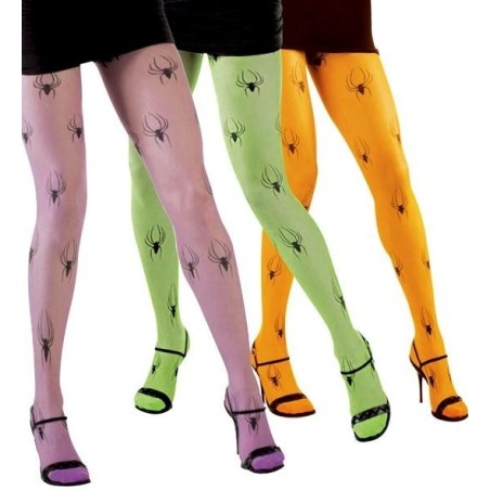 MEDIAS PANTY FOSFORESCENTE ARAÑAS ADULTO