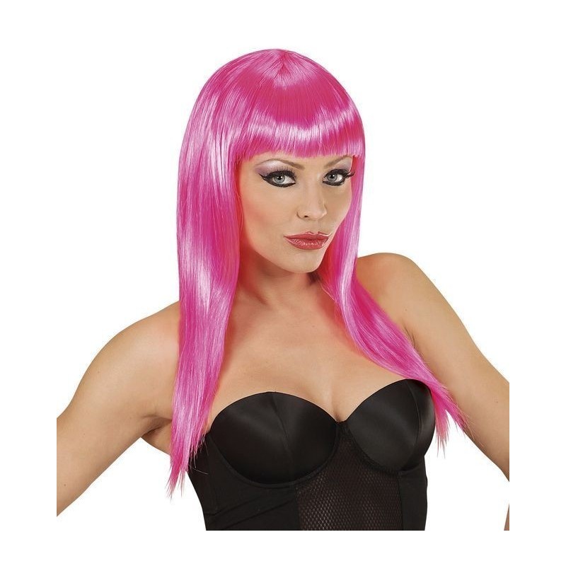 PELUCA LISA CON FLEQUILLO COLOR 