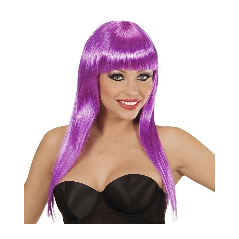 PELUCA LISA CON FLEQUILLO COLOR 