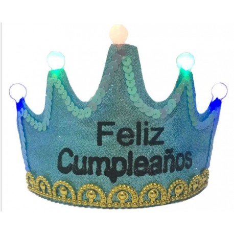 DIADEMA CORONA FELIZ CUMPLEAÑOS CON LUZ