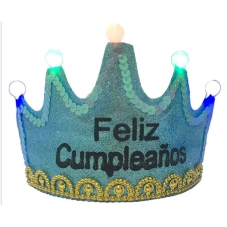 DIADEMA CORONA FELIZ CUMPLEAÑOS CON LUZ