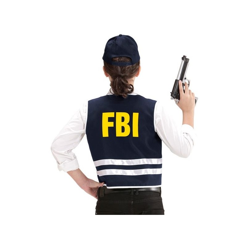 Equipar Psiquiatría Destello CHALECO Y GORRA AGENTE FBI INFANTIL