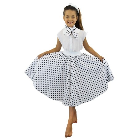FALDA LARGA LUNARES NEGROS ADULTO