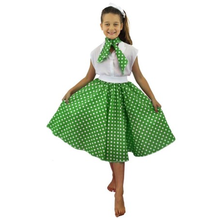 FALDA LARGA LUNARES BLANCOS INFANTIL